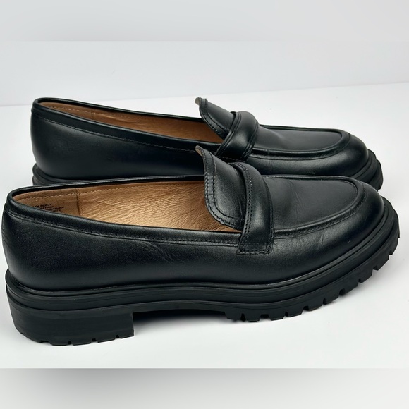 Madewell Womens Corinne Black Leather Lug Sole Slip On Loafers size 8.5 - Picture 2 of 8